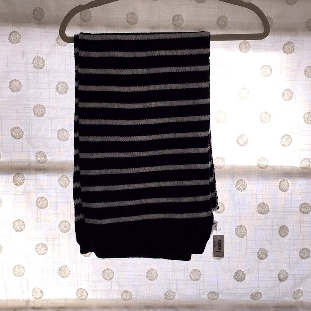 Blue & White/Gray Striped Gap Scarf NWT